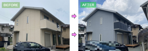 塗装工事前と後の住宅