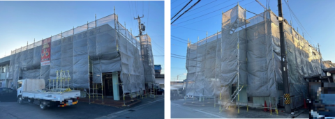 松阪市/店舗にて屋上防水工事・外壁塗装工事・内装工事が着工しました！