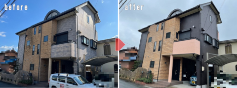 住宅塗装前と塗装後の写真