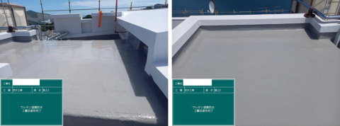 屋上のウレタン塗膜防水２層目