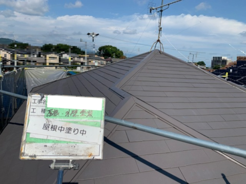 中塗り後の屋根